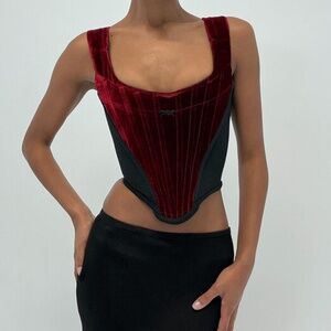 Vivienne Westwood Women's Red and Black Corset A/W 1987 Velvet RARE